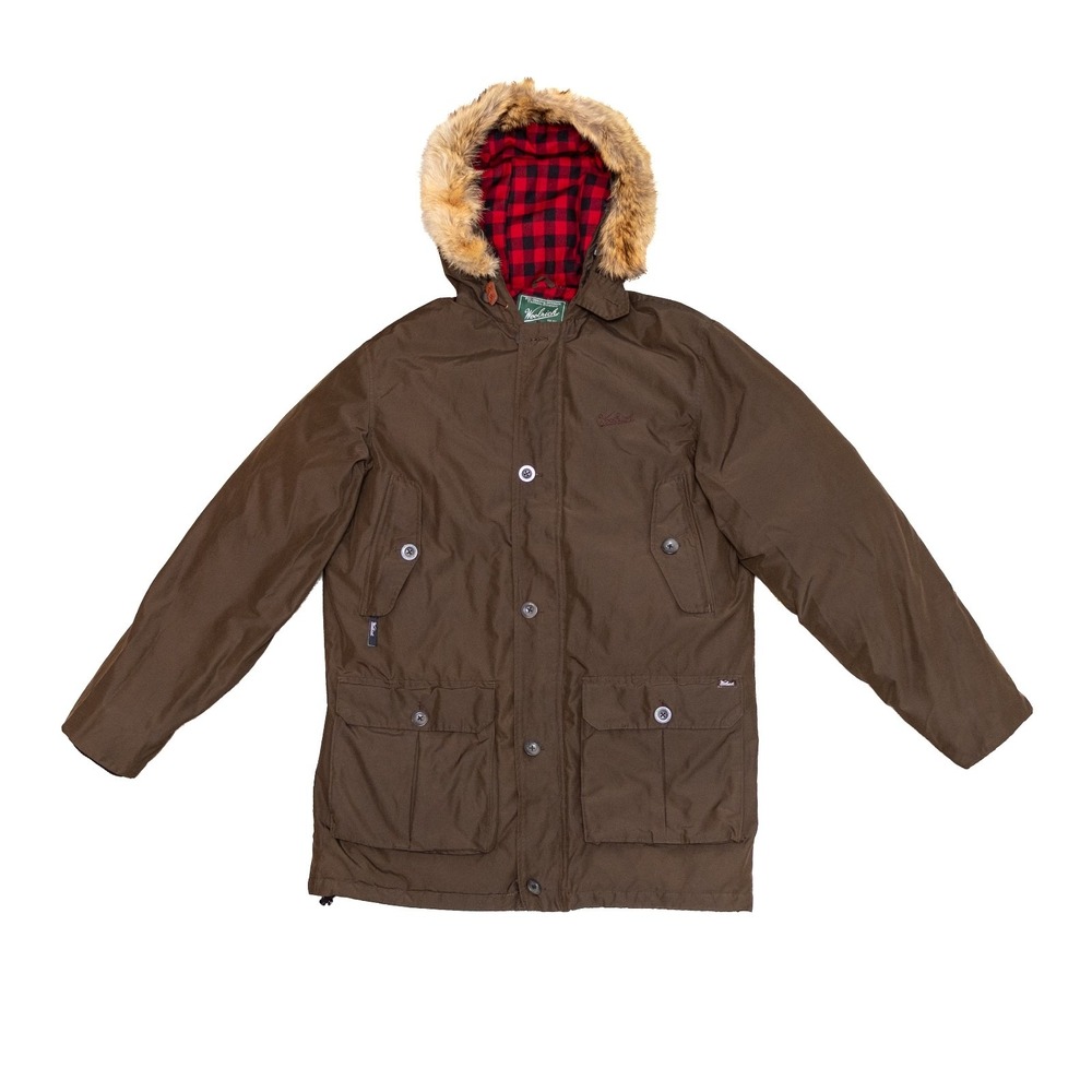 Woolrich Men's Arctic‎ Parka Jacket with Coyote Fur Hood - Size M - Brown/Red